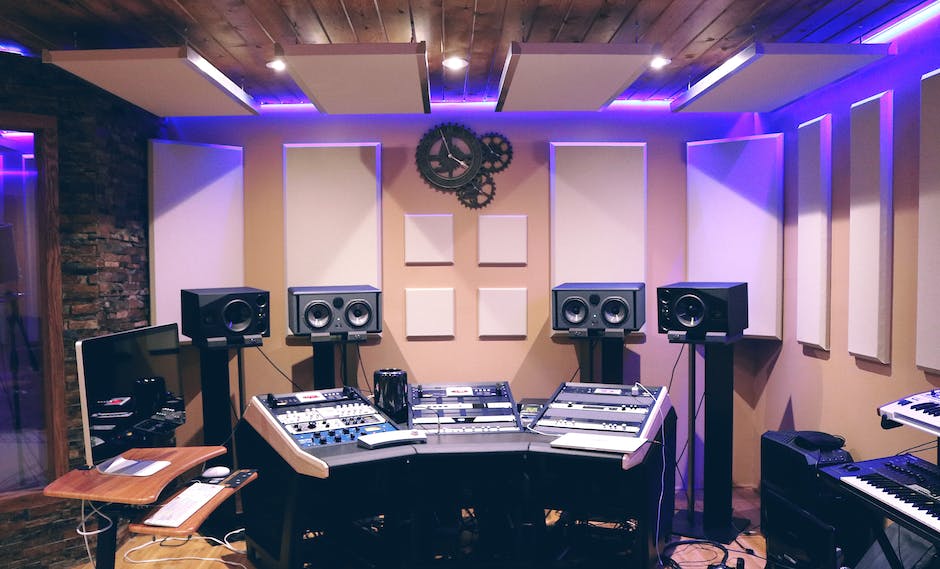 Illustration of a professional music recording studio